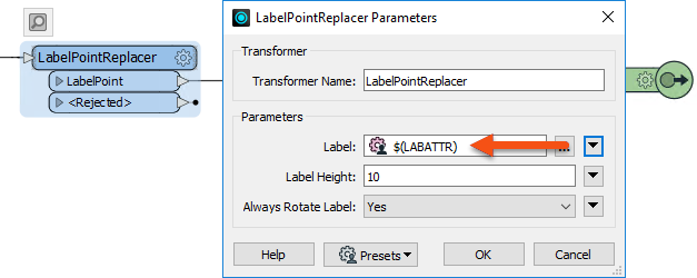 Using a user parameter for the Label parameter